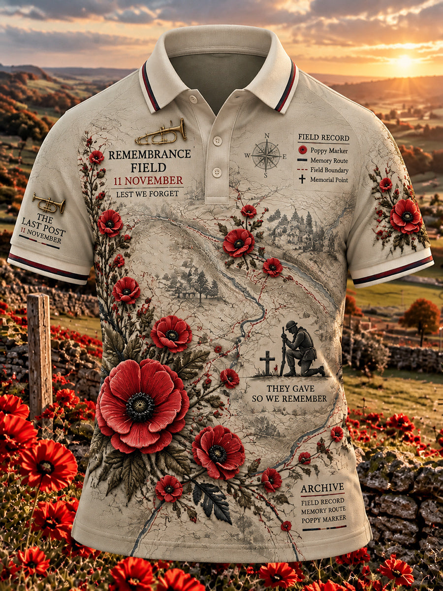 Men's British Remembrance Day Printed Polo Shirt