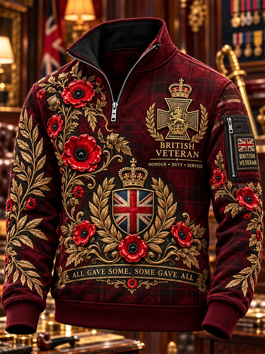 Men's Remembrance Day Lest We Forget Print Zip-Up Hoodie