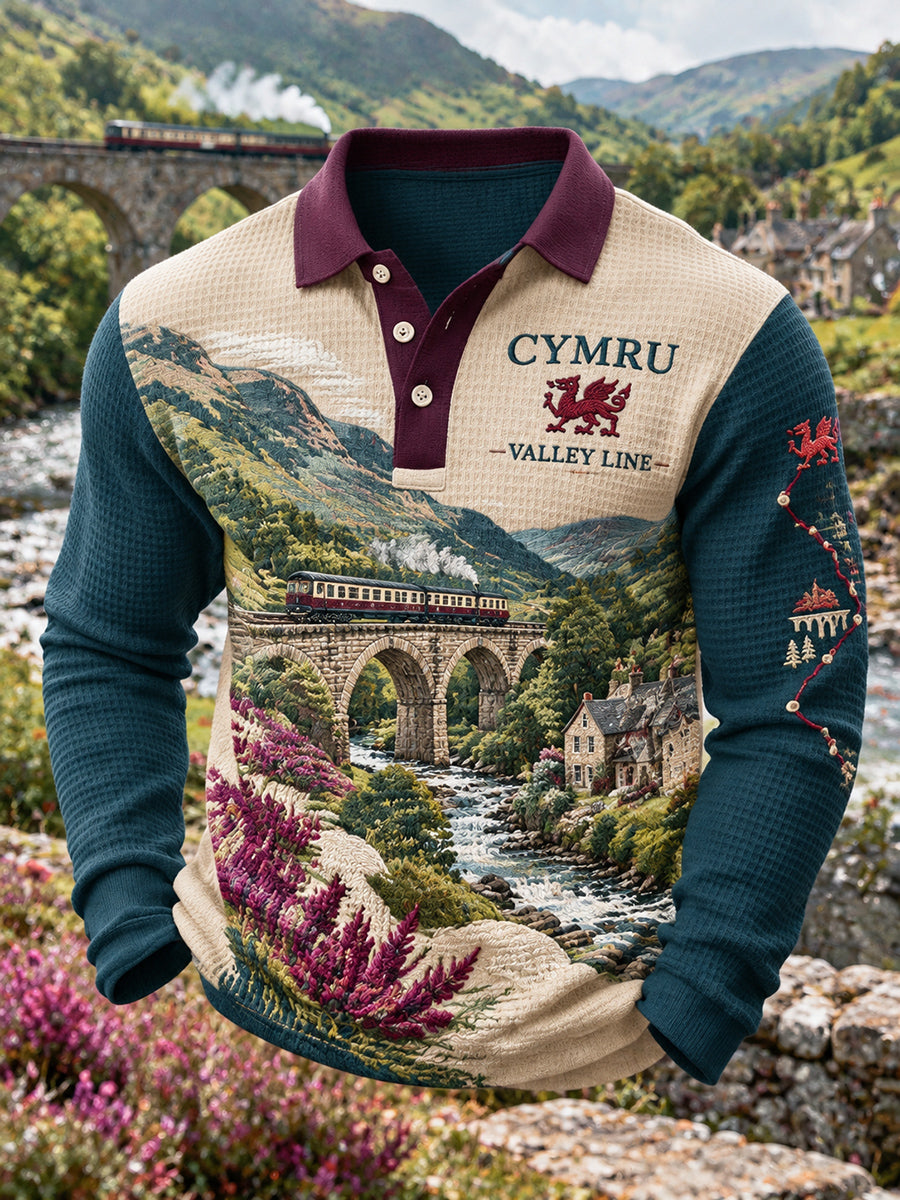 Men's Vintage British Wales Printed Polo Shirt