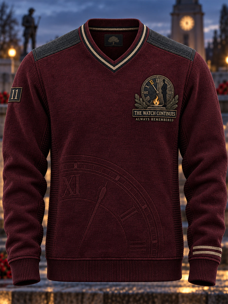 Men's THE WATCH CONTINUES Print V-neck Sweatshirt