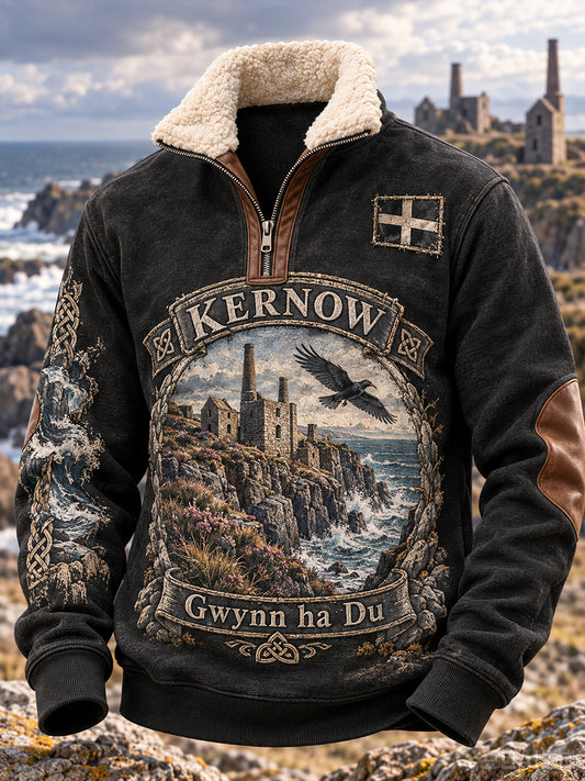 Men's UK Cornwall Lambswool Half-Zip Stand Collar Sweatshirt