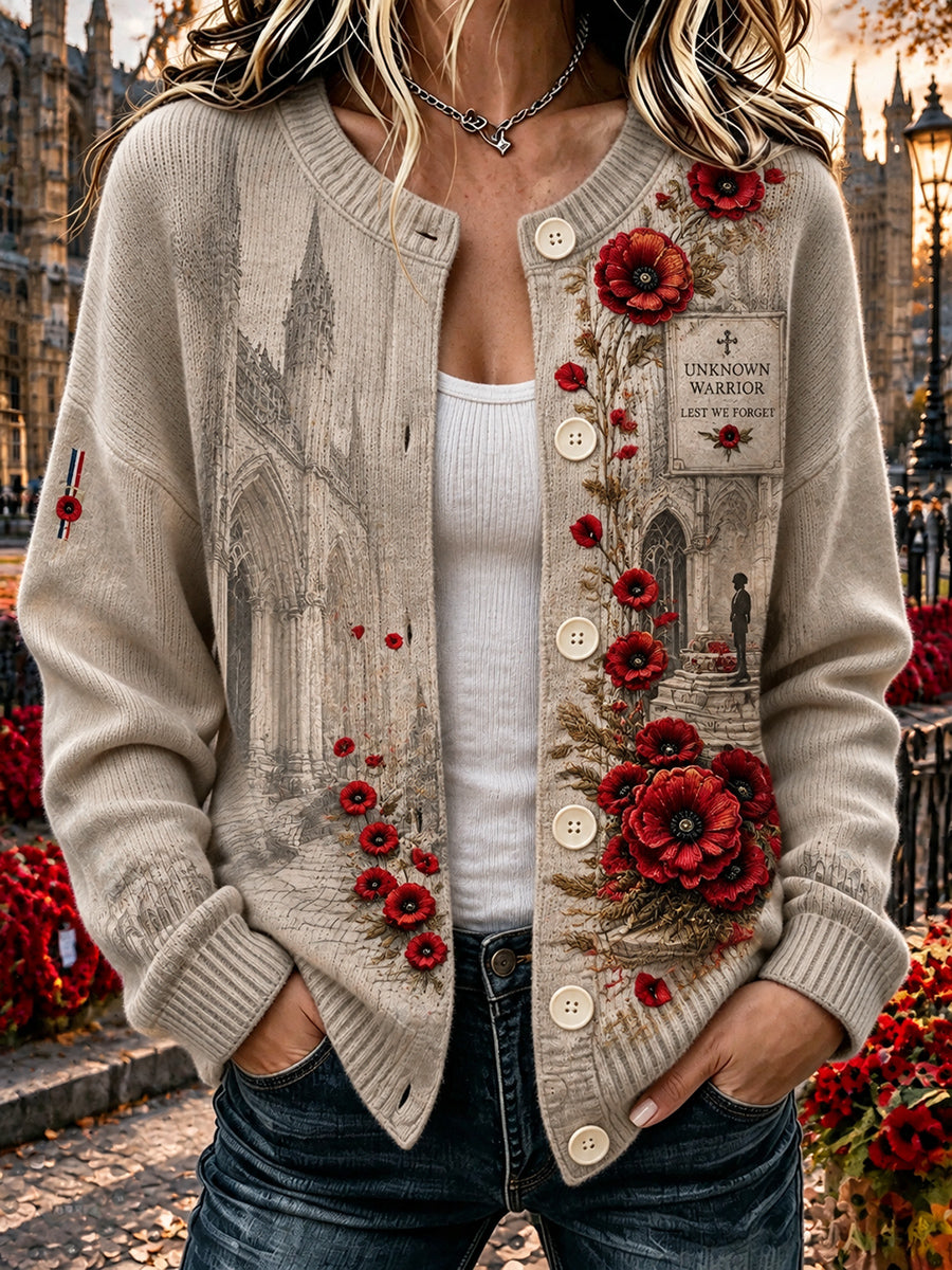Women's British Remembrance Day Printed Waffle Coat