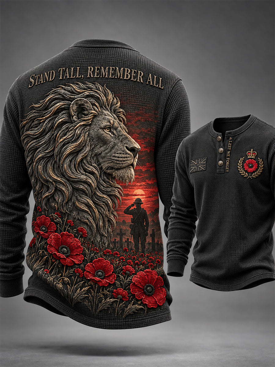 Men's Remembrance Day Lest We Forget Button T-Shirt