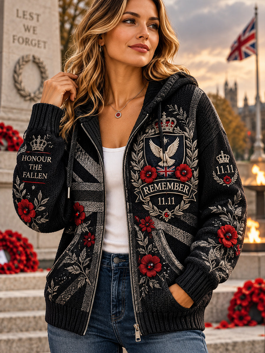 Women's Remembrance Day Print Knit Hoodie