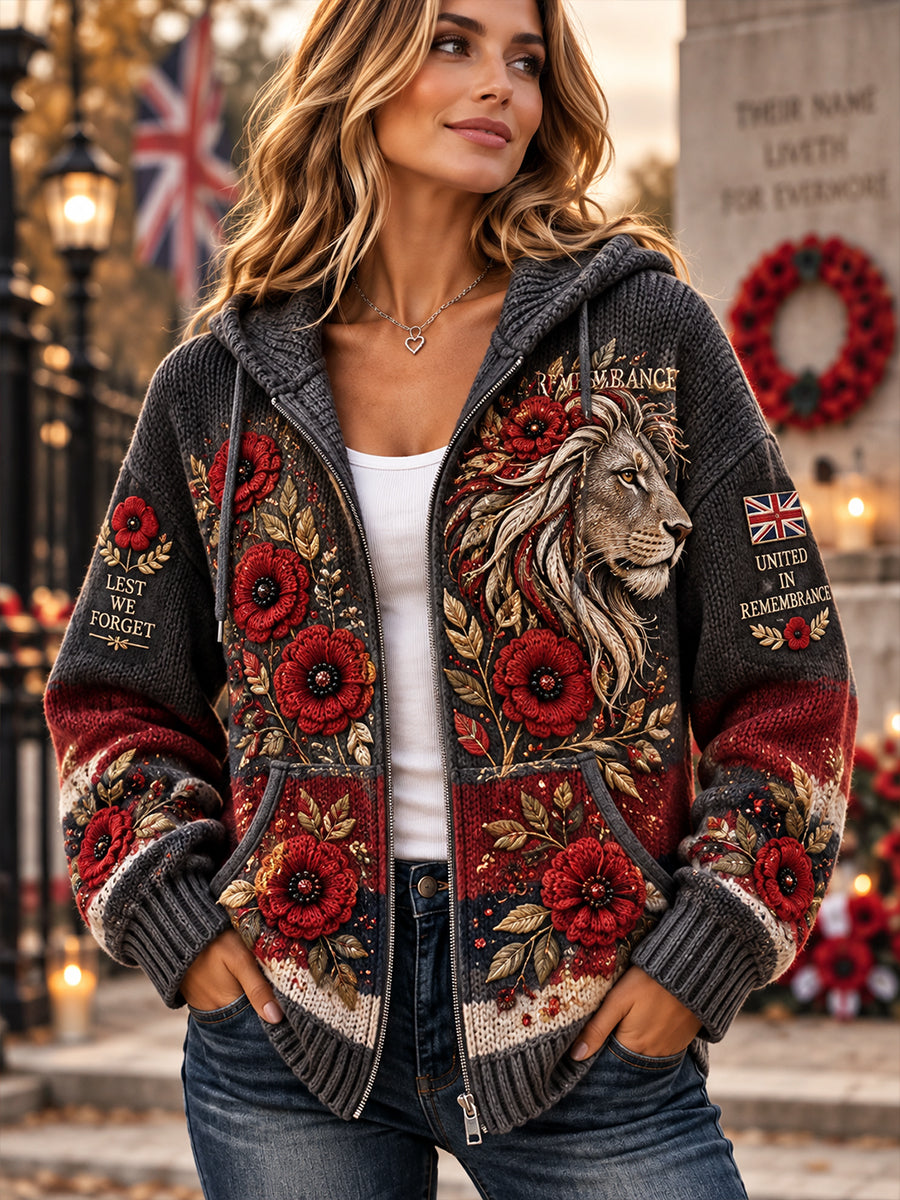 Women's Remembrance Day Print Knit Hoodie