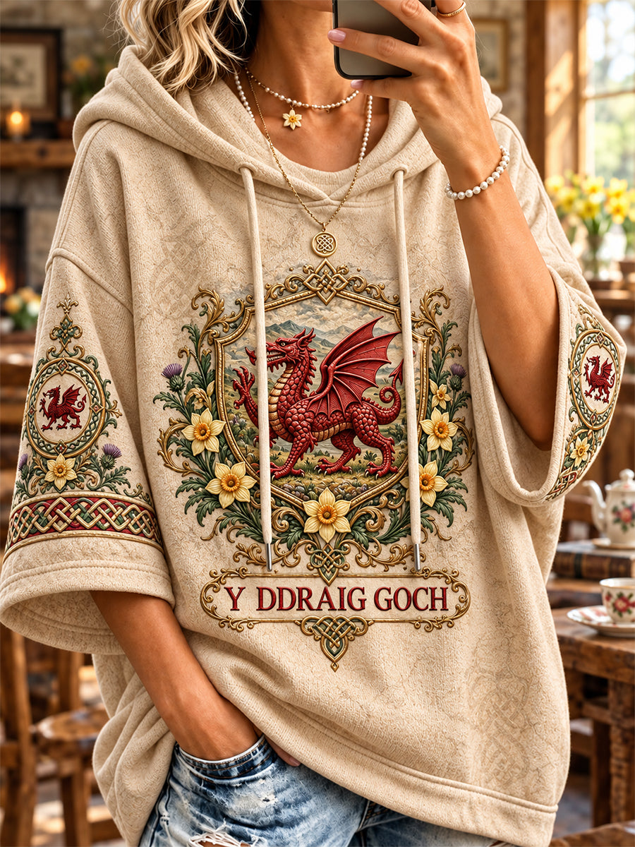 Women's Welsh Red Dragon Printed Hoodie