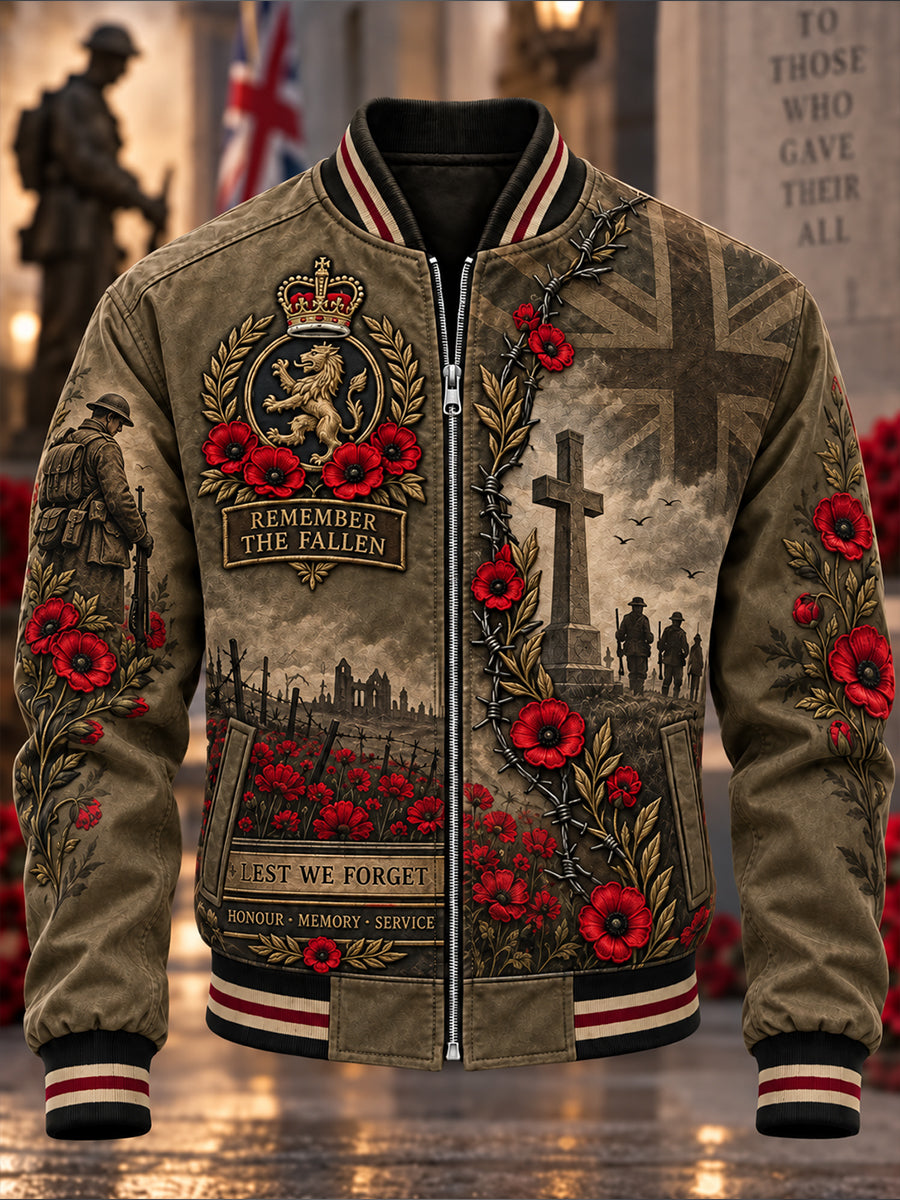 Men's British Veterans  Remembrance Day Printed Monkey Jacket