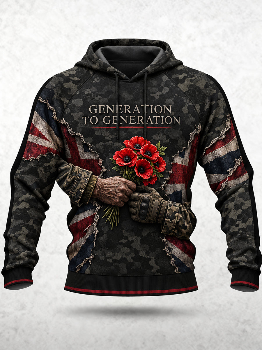 Men's Remembrance Day Lest We Forget Hooded Sweatshirt