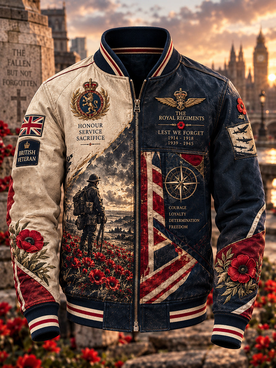 Men's  British Remembrance Day Printed Jacket