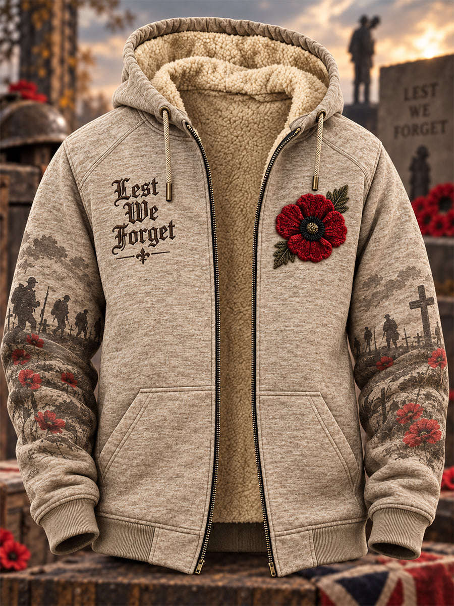Men's Remembrance Day Lest We Forget Fleece-Lined Jacket