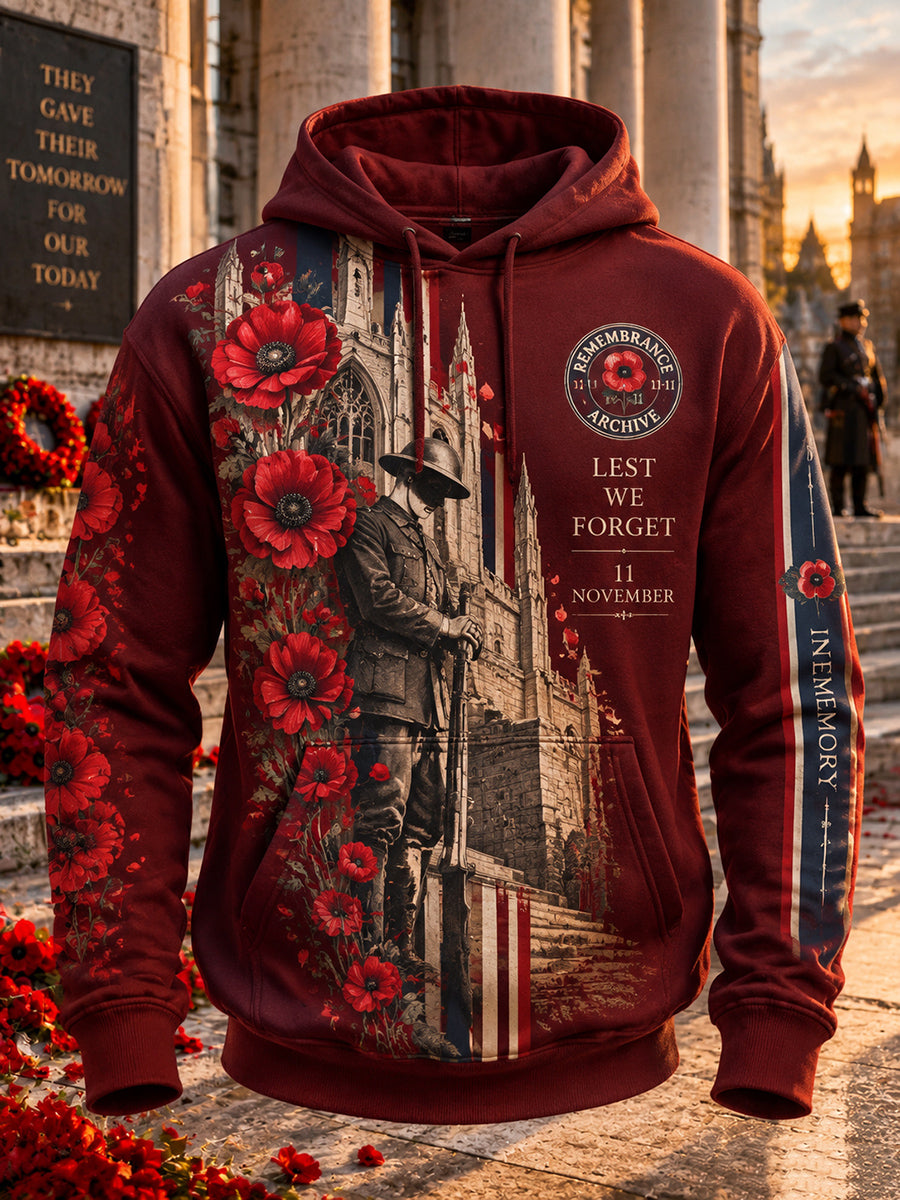 Men's British Remembrance Day Printed Hoodie