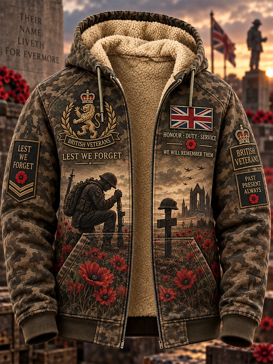 Men's Remembrance Day Lest We Forget Fleece-Lined Jacket