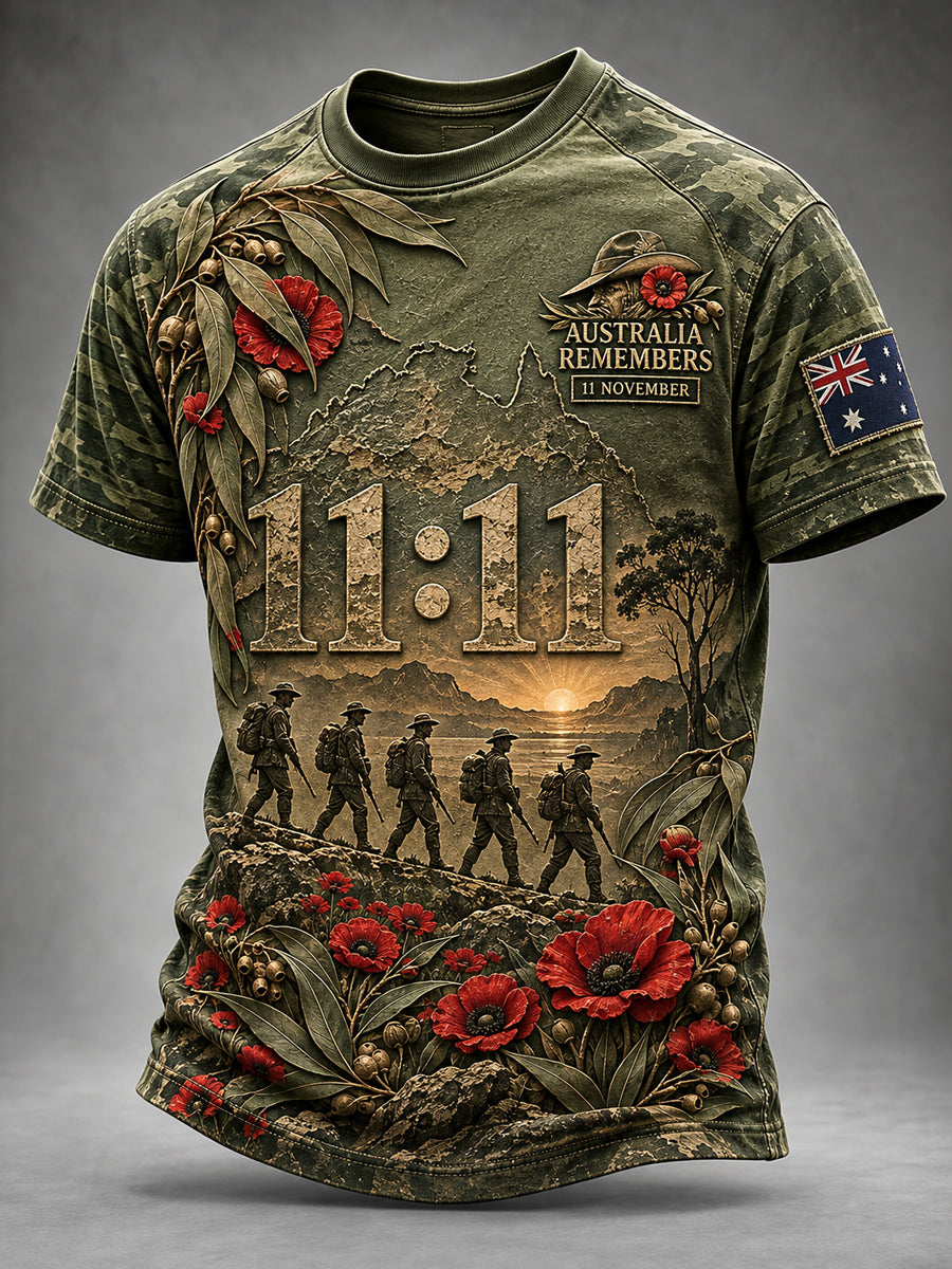 Men's Australian Veterans Remembrance Day Short Sleeves T-Shirt