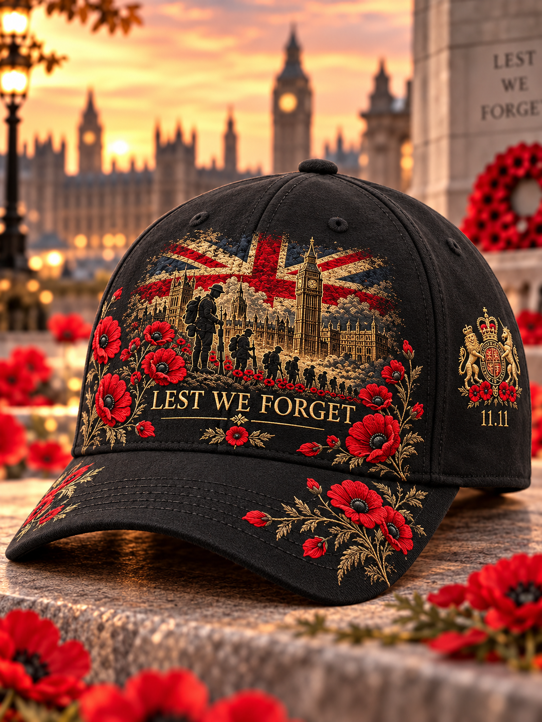 Unisex Remembrance Day Lest We Forget Print  Hat