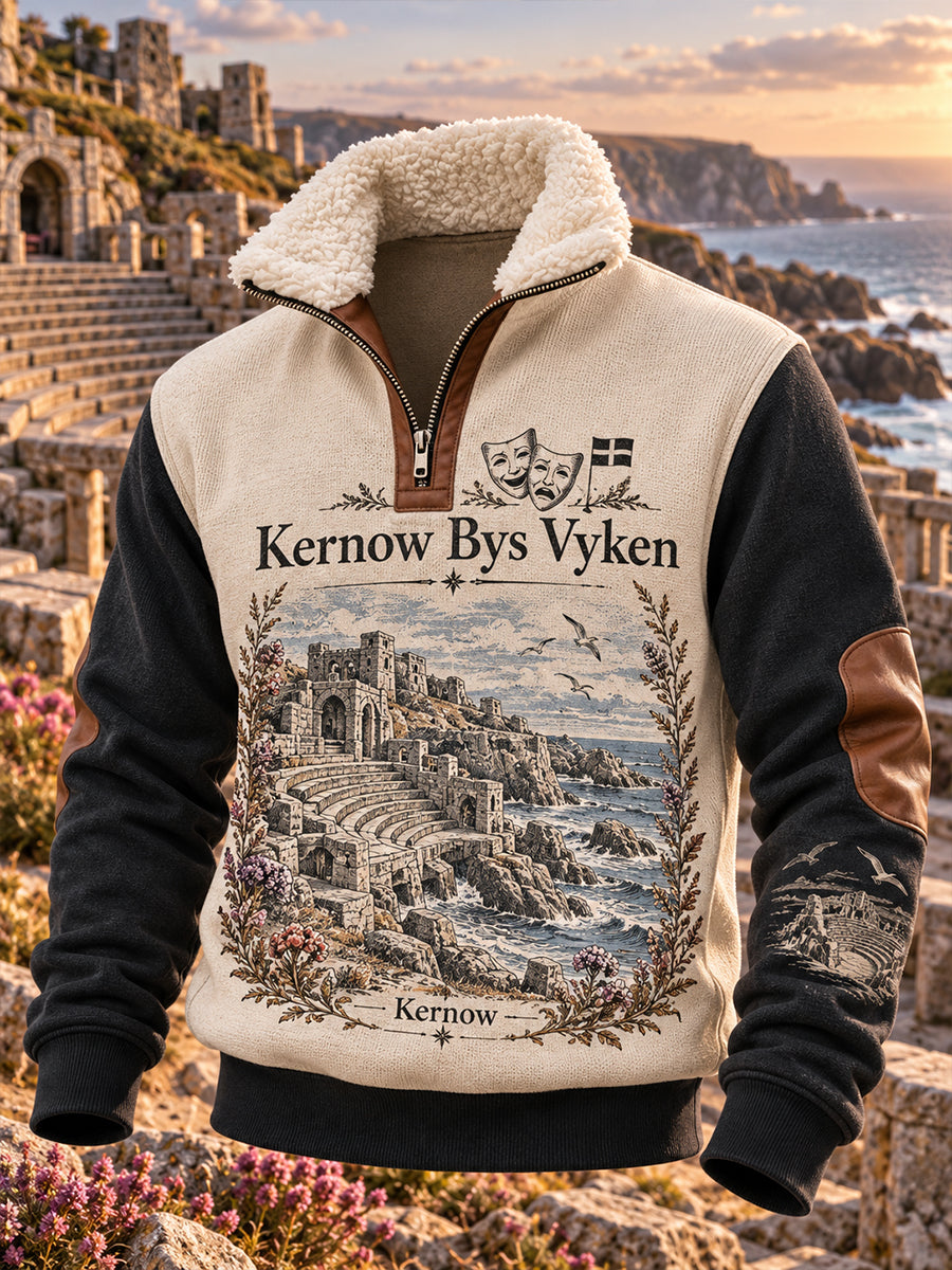 Men's Cornwall Fleece-Lined Half-Zip Stand Collar Sweatshirt