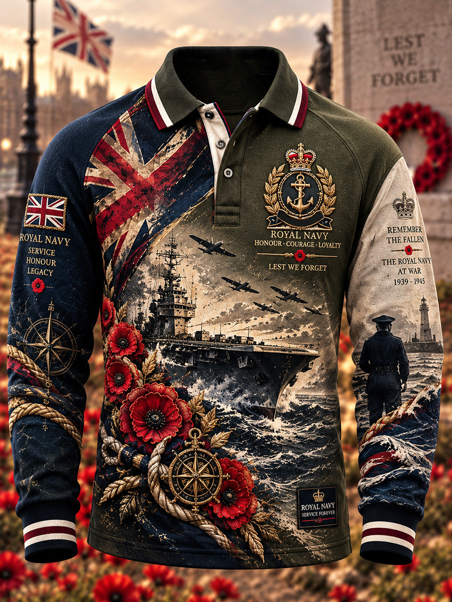 Men's British Remembrance Day Printed Long Sleeve T-Shirt