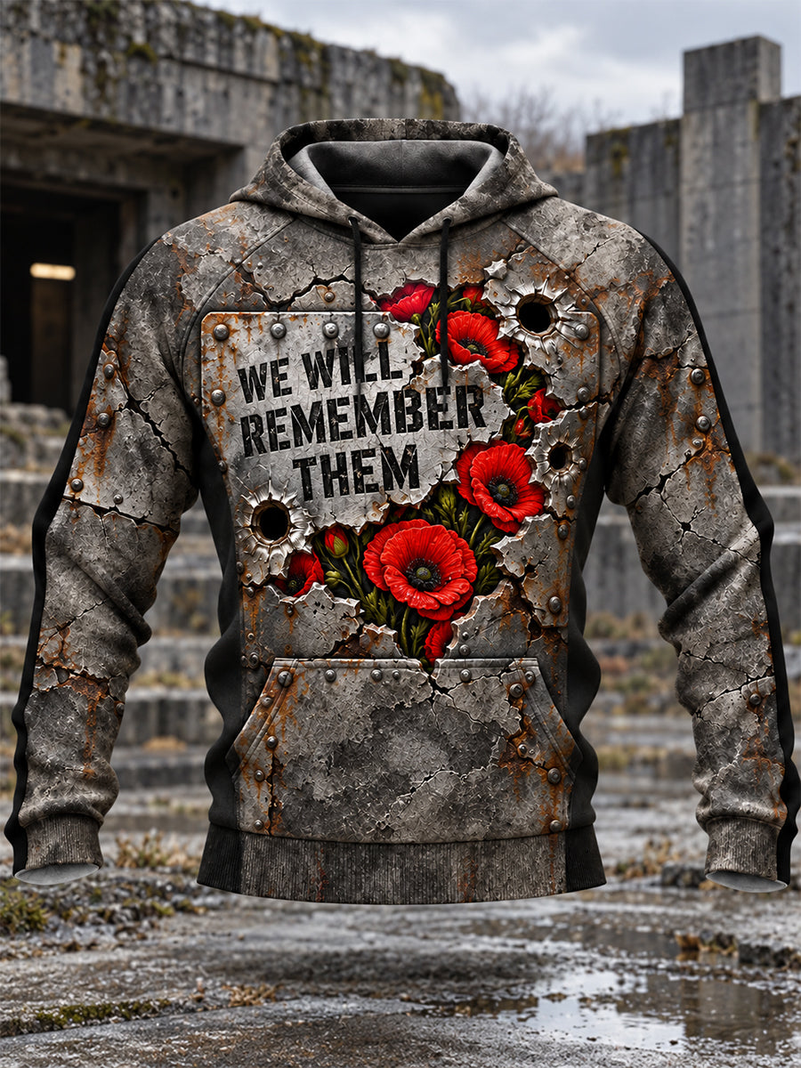 Men's Remembrance Day Lest We Forget Hooded Sweatshirt