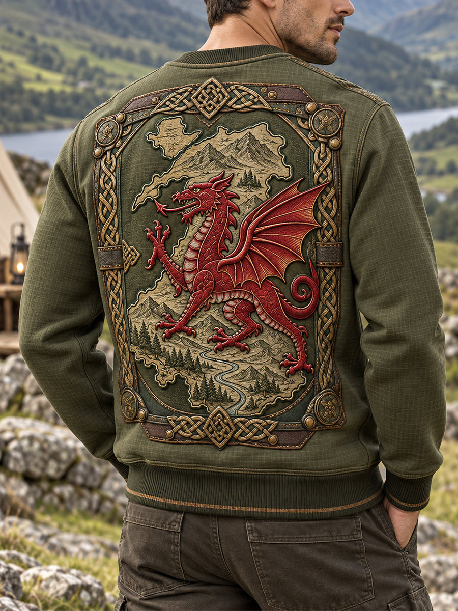Men's Welsh Red Dragon Printed Crew Neck Sweatshirt