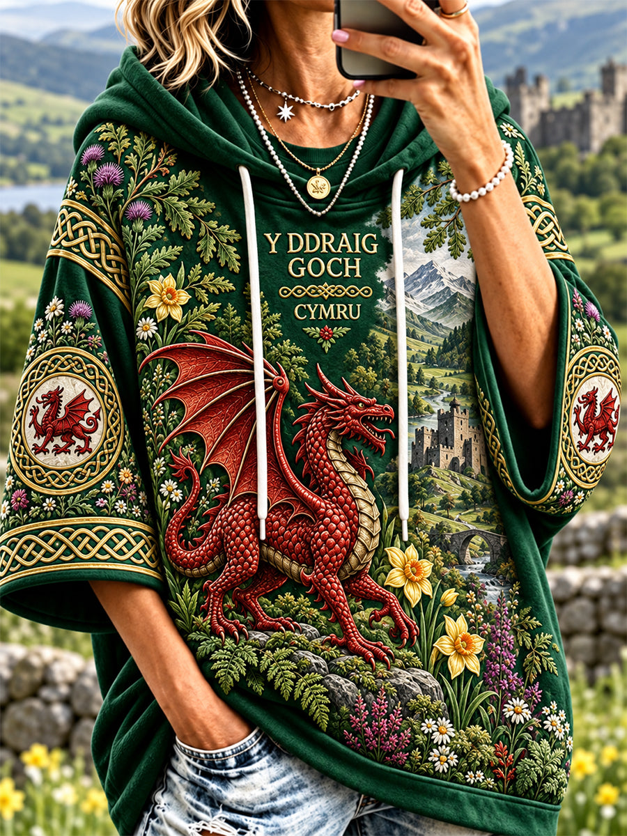 Women’s Welsh Red Dragon Printed Hoodie
