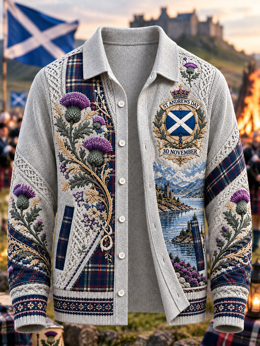 Men's Vintage Scottish St Andrew's Day Printed Imitation Sweater