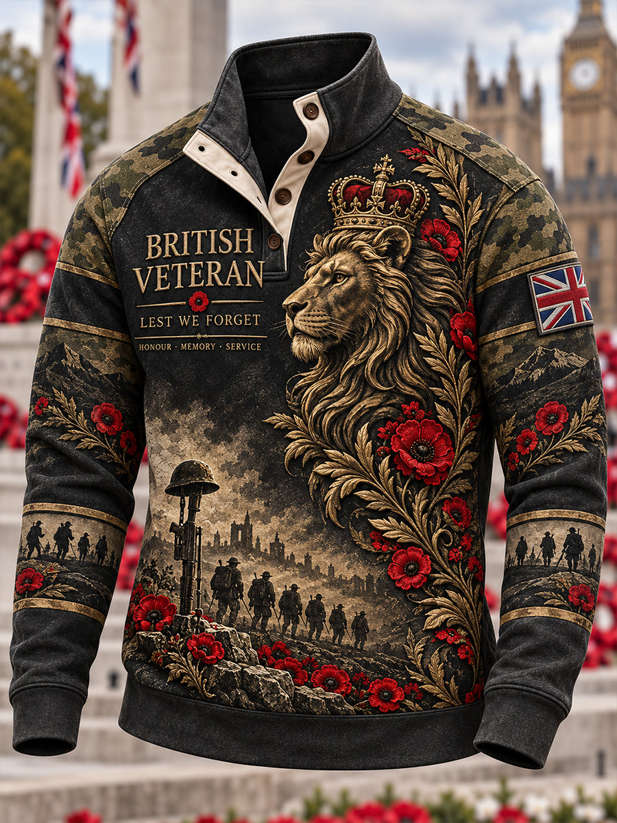 Men's Veterans Remembrance Day Four-Button Hoodie
