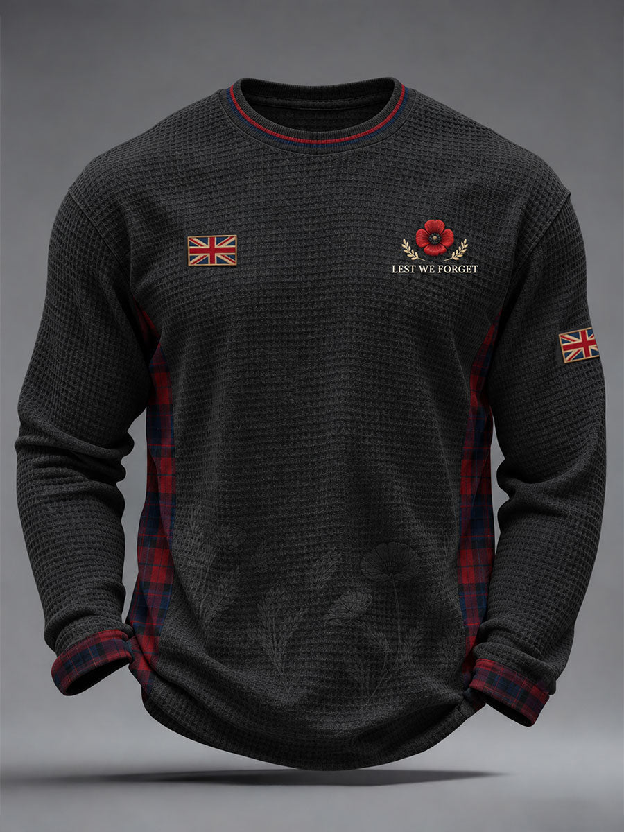 Men's Lest We Forget Print Waffle Sweatshirt