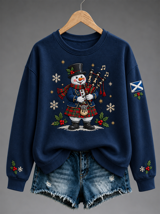 Women's Scottish Christmas Printed Regular Sweatshirt