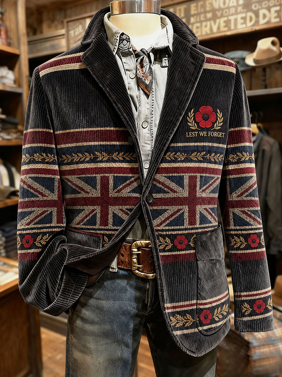 Men's Lest We Forget Print Blazer