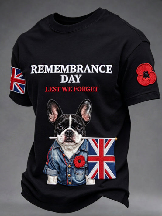 Men's Remembrance Day Lest We Forget Black T-shirt