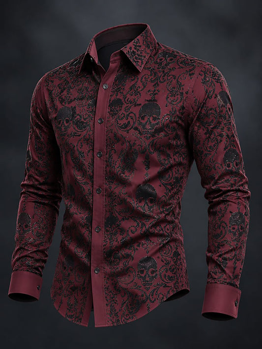 Men's Gothic Skull Art Print Shirt