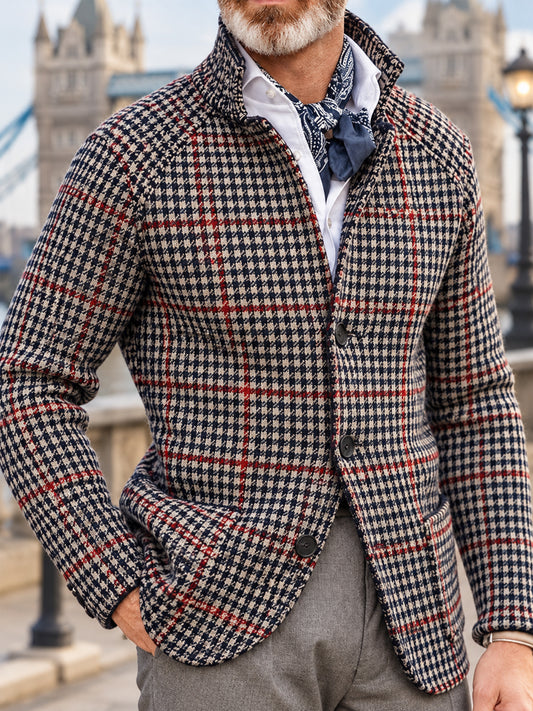 Men's British Style Plaid Print Outerwear