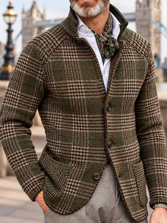 Men's British Style Plaid Print Outerwear