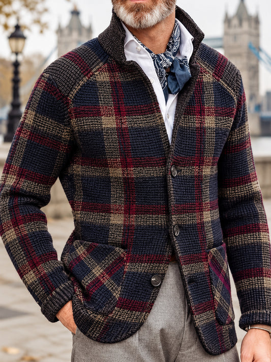 Men's British Style Plaid Print Outerwear