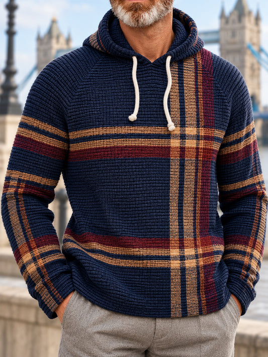 Men's British Style Plaid Print Casual Hoodie