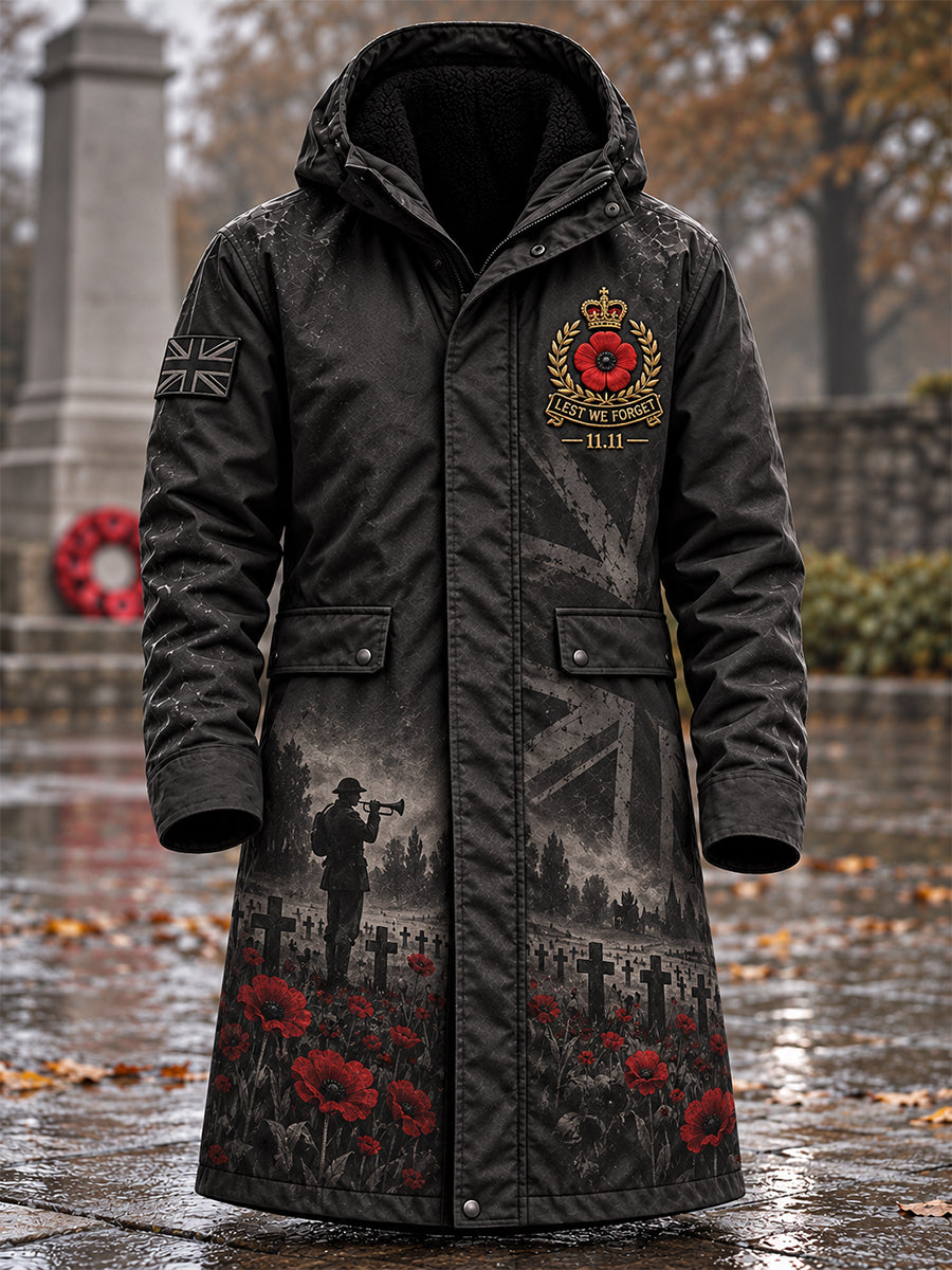 Men's Remembrance Day Lest We Forget Long Coat