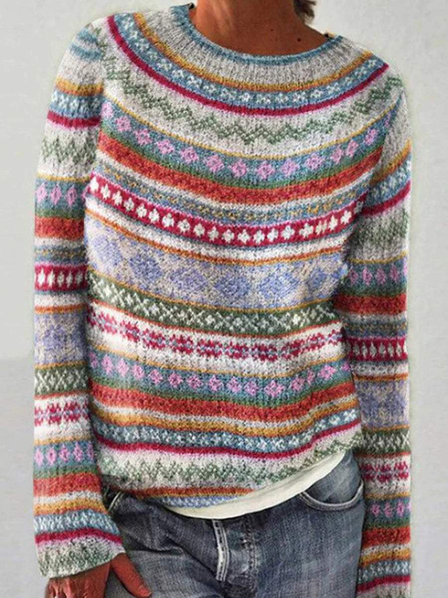 Women's Icelandic Sweater Crew Neck Loose Pullover