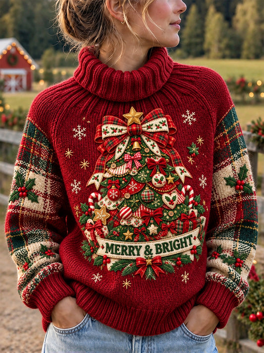 Women's Retro British Christmas Printed Imitation Sweater