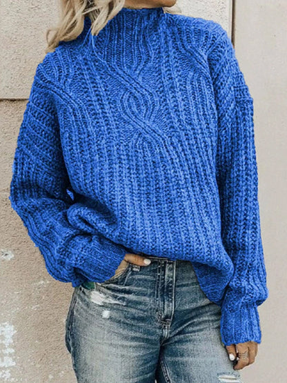 Women's Turtleneck Cable Knit Pullover Sweater