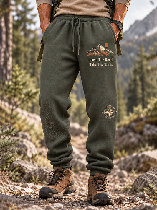 Men's Wilderness Trail Leave The Road, Take The Trails Print Pants