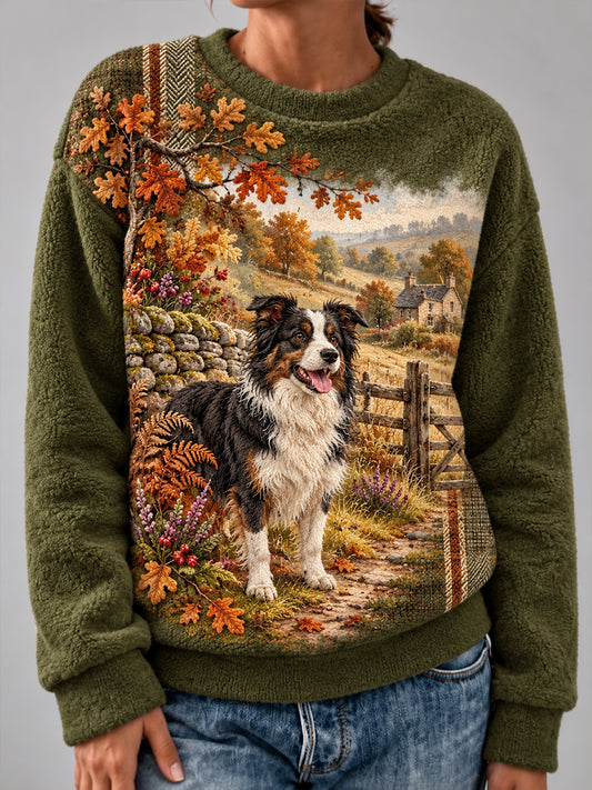 Women's British Rural Culture  Flannel Sweatshirt