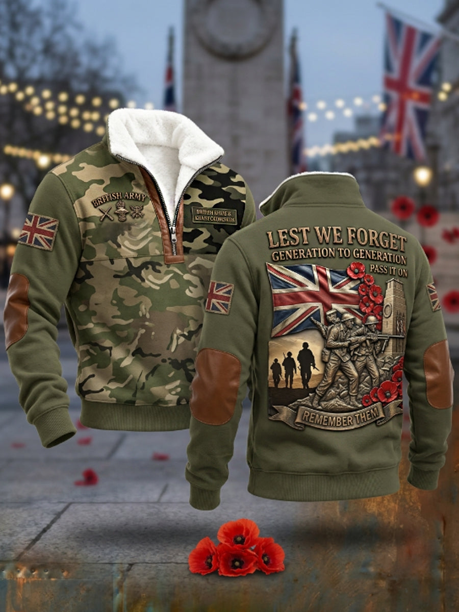 Men's Remembrance Day Lest We Forget Polo Sweatshirt