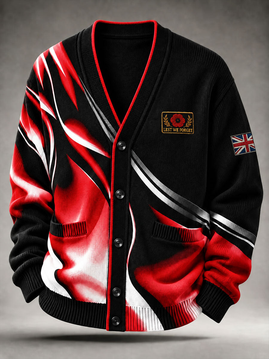 Men's Lest We Forget Print Cardigan