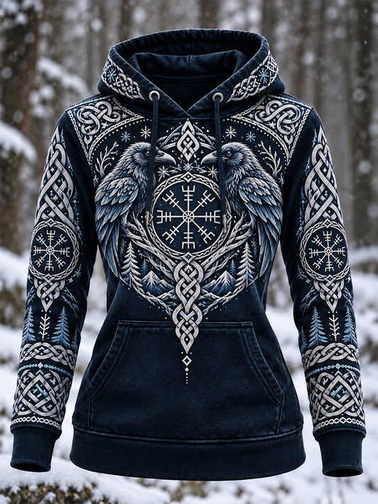 Lady's  Nordic Autumn And Winter Animals Hooded Sweatshirt