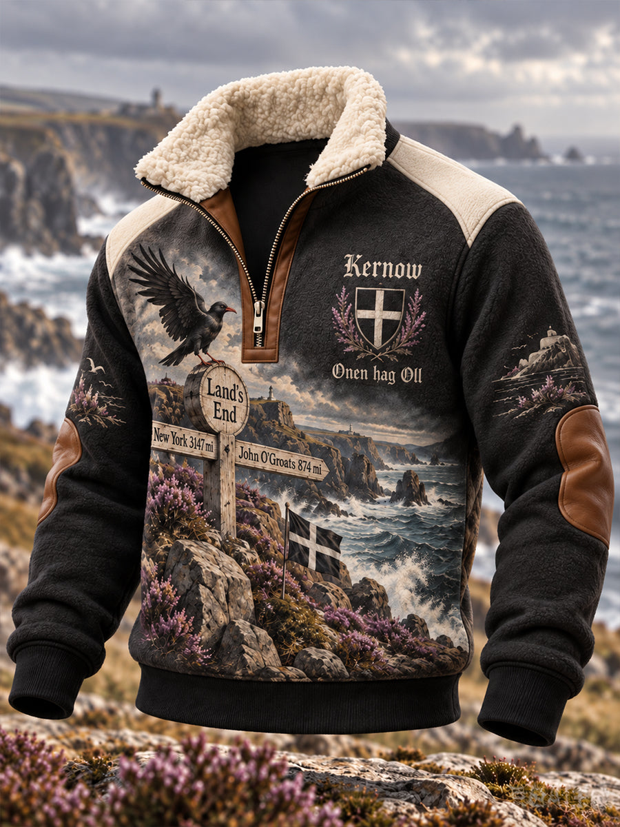 Men's UK Cornwall 1/4 Zip Fleece-Lined Stand Collar Sweatshirt