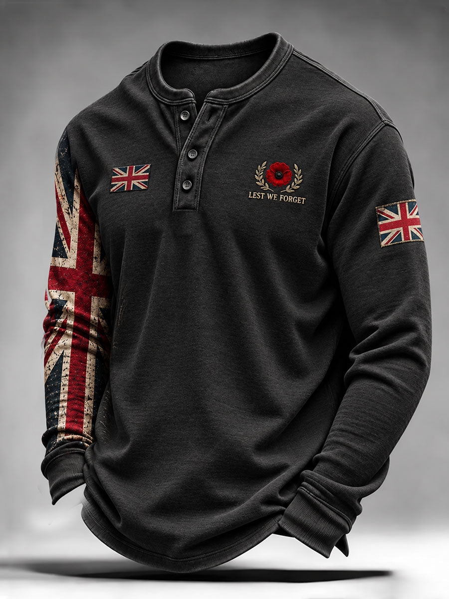 Men's Lest We Forget Print Long Sleeve T-Shirt