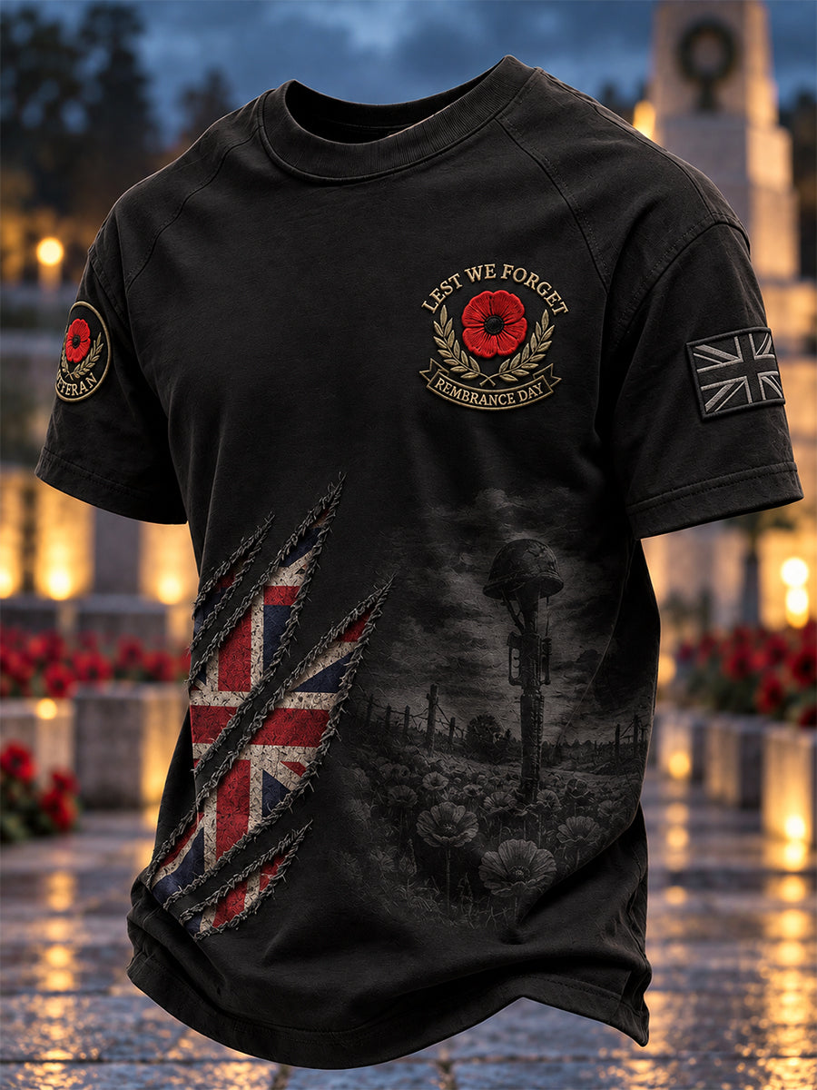 Men's Remembrance Day Lest We Forget Short sleeves T-shirt