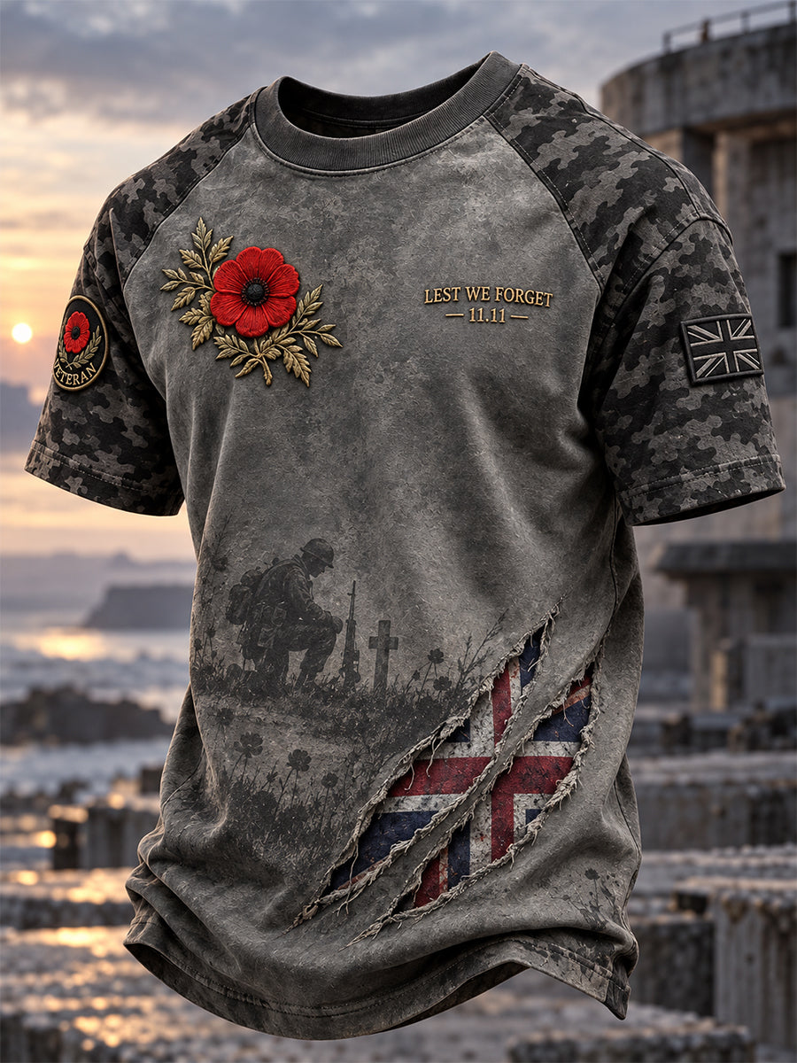 Men's Remembrance Day Lest We Forget Short sleeves T-shirt