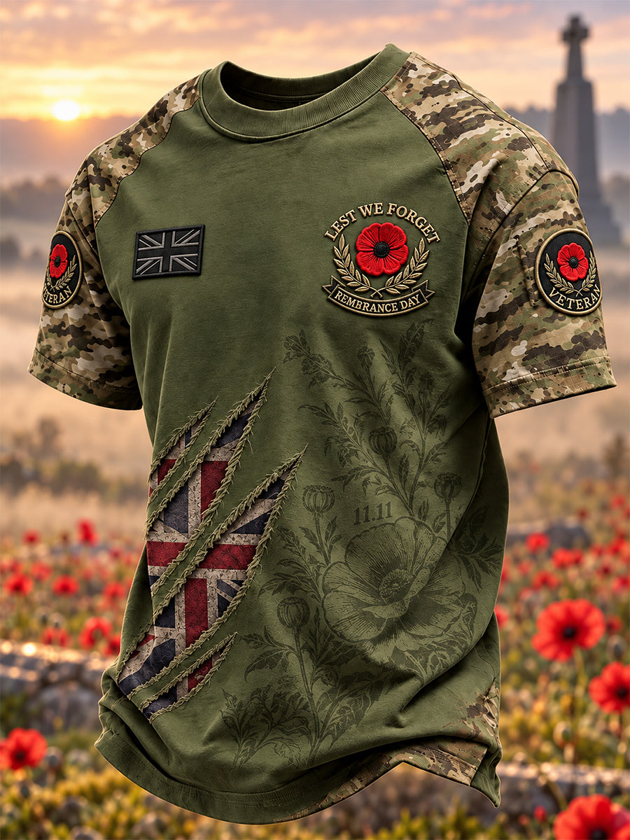 Men's Remembrance Day Lest We Forget Short sleeves T-shirt