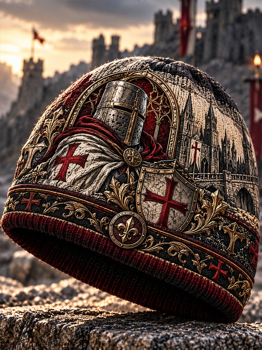 British Knights Templar-Themed Warm Cold Knitted Hat