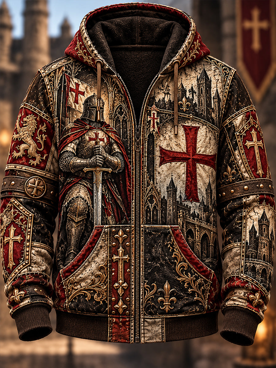 Men's British Knights Templar-ThemedZip-Up Hoodie